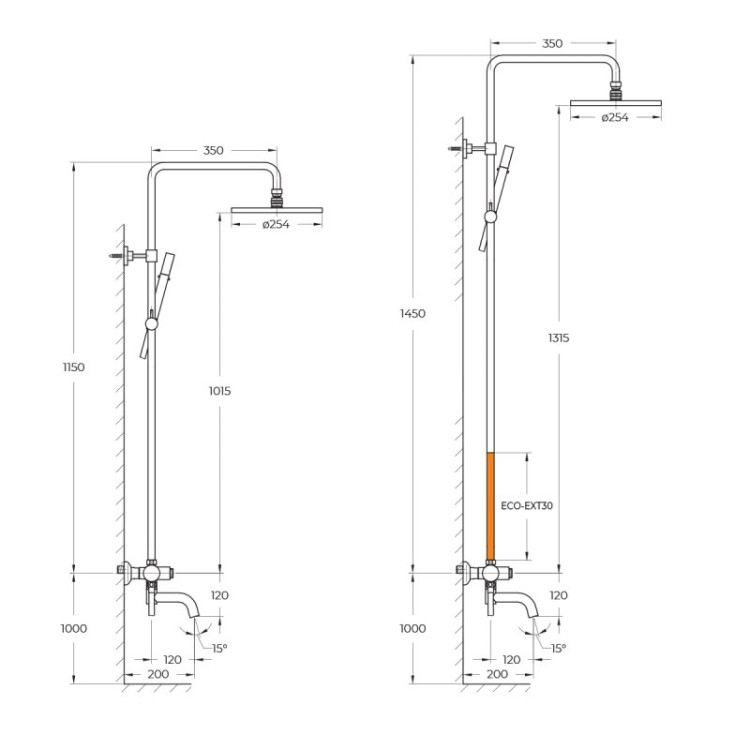 Душевая стойка со смесителем для ванны Cezares ECO-CVD-01