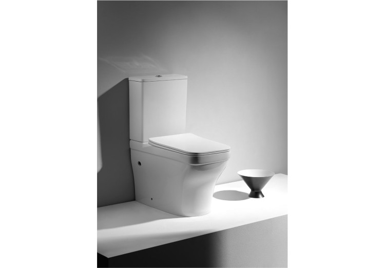 Унитаз напольный безободковый с бачком Aquatek АМАДЕО AQ2914-00, 635*385*820 мм, горизонтальный выпуск, тонкое сиденье с механизмом плавного закрывания, крепеж