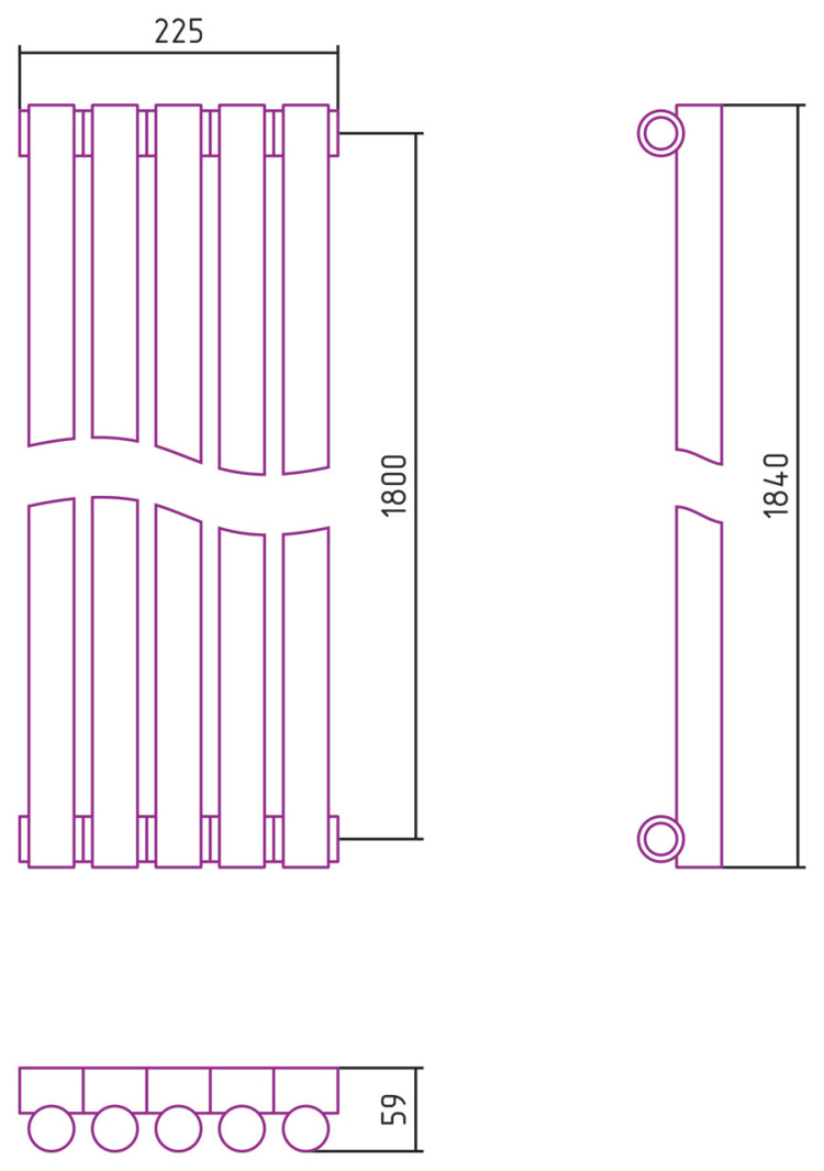 Отопительный радиатор Сунержа Эстет-1 1800х225 5 секций Белый