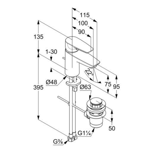 Смеситель для раковины Kludi Pure&Solid 343820575