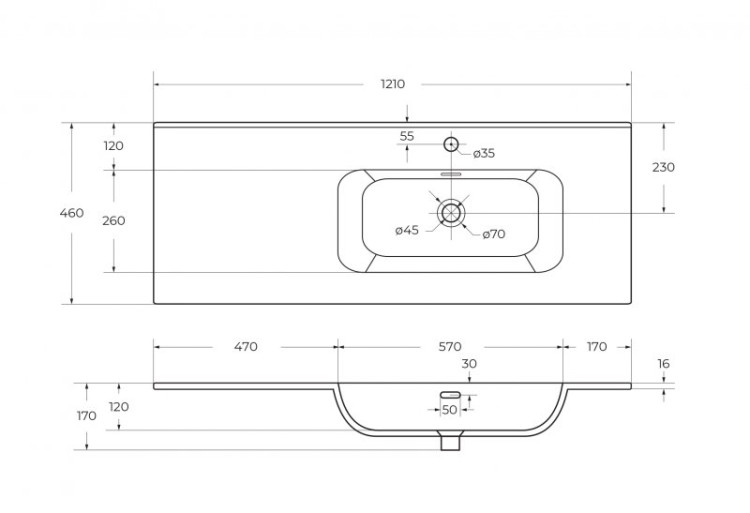 Керамическая раковина, чаша слева Cezares CZR-8095-100-L