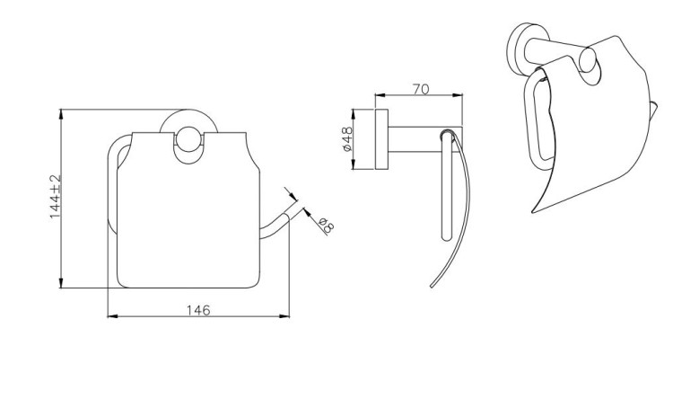 Бумагодержатель с крышкой Aquatek матовый черный AQ4009MB Вега
