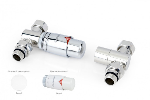 Автоматический терморегулятор Сунержа прямой G 1/2&quot; НР х G 3/4&quot; НГ (набор) Белый