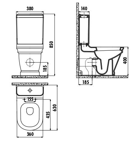 CREAVIT ANTIK Унитаз напольный с биде ДЕКОР ЗОЛОТО