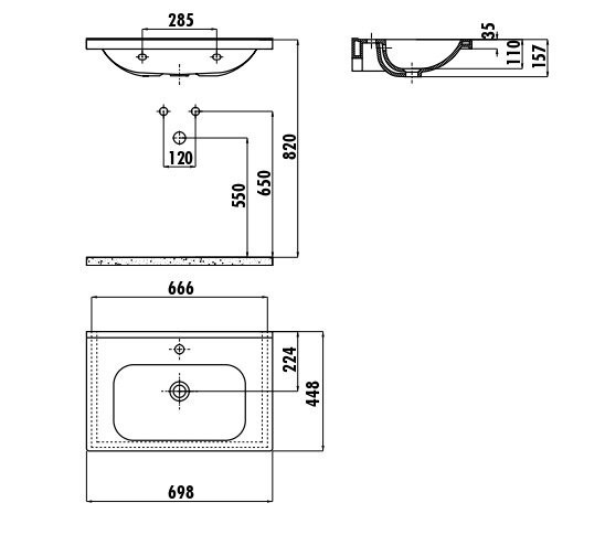 CREAVIT Раковина ID070 мебельная (45*70см)