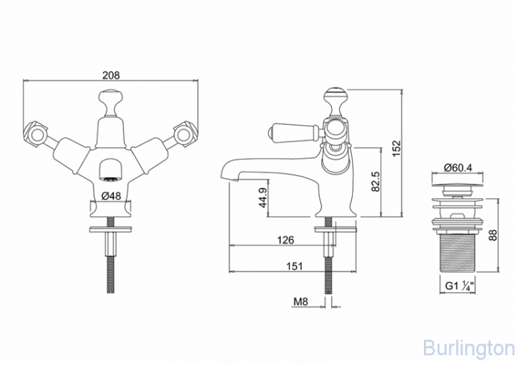 Смеситель для раковины на 1 отверстие с кнопкой Click-Clack [KE6]