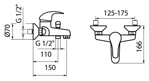 Смеситель для ванны Webert Sax SX850102