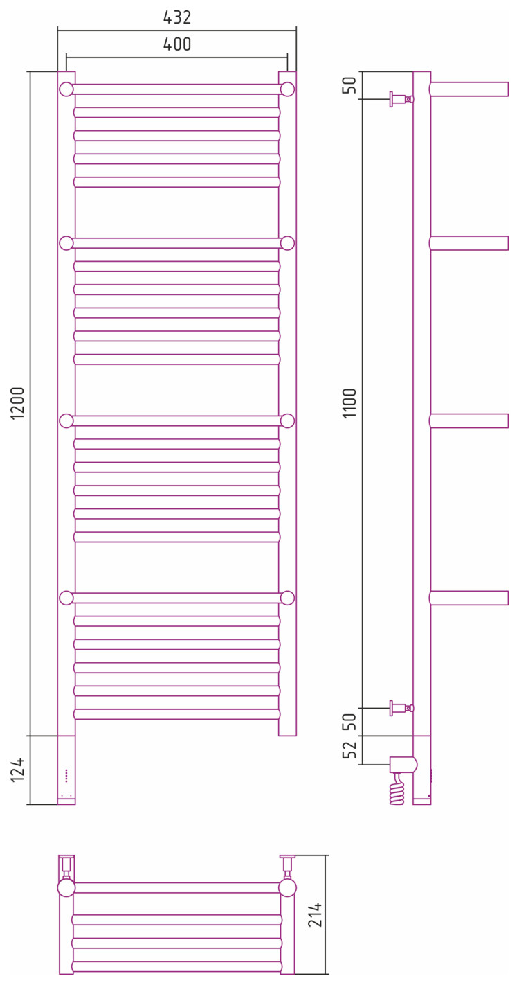 Полотенцесушитель электрический Сунержа Богема с 4 полками 3.0 1200х400 / МЭМ левый Белый