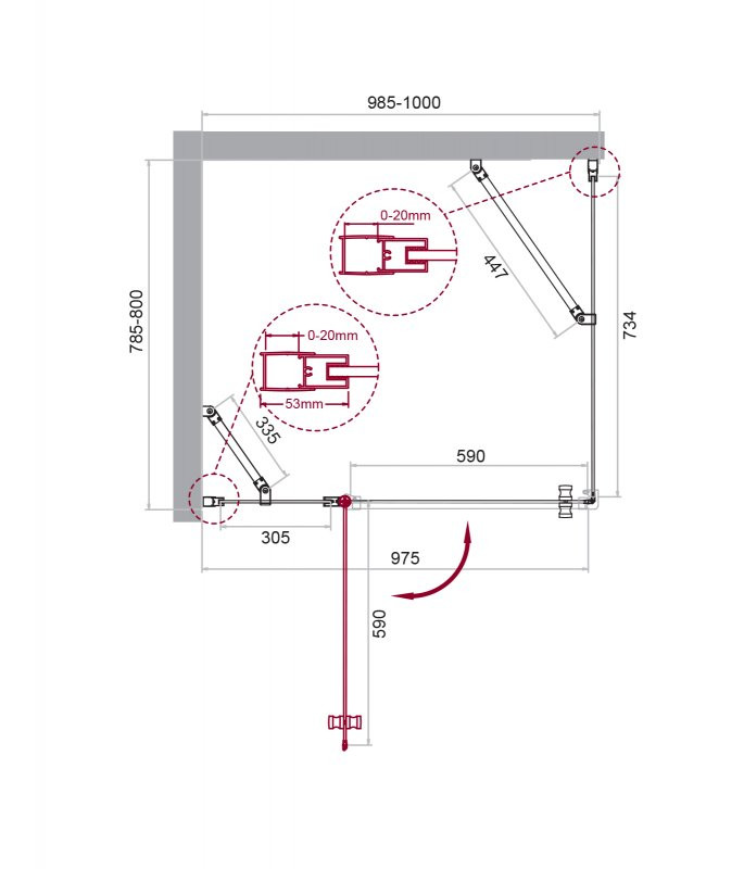 Душевой уголок BELBAGNO ETNA-AH-12 BelBagno ETNA-AH-12-120/80-C-Cr