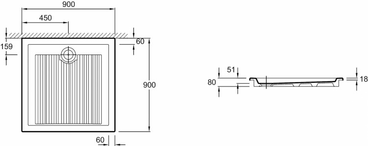Душевой поддон 90 x 90 см Jacob Delafon KYREO EN134-00