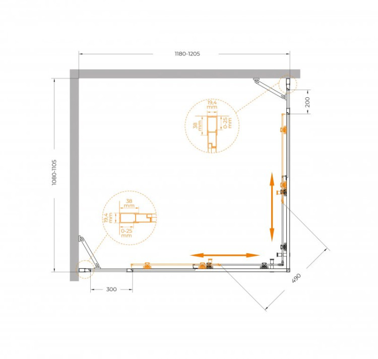 Душевой уголок MOLVENO-AH-22 Cezares MOLVENO-AH-22-120/110-C-Cr-IV
