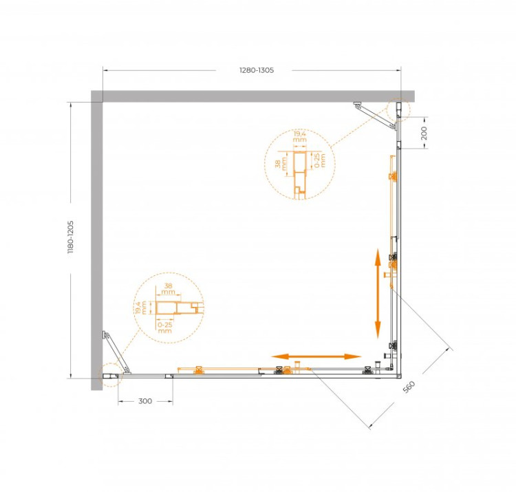 Душевой уголок MOLVENO-AH-22 Cezares MOLVENO-AH-22-120/110-C-Cr-IV