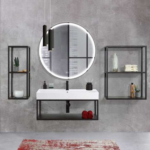 Зеркало в металлической раме, со встроенной подсветкой, сенсорным выключателем и подогревом , 12V, 220-240V Cezares CZR-SPC-CADRO-800-LED-TCH-WARM