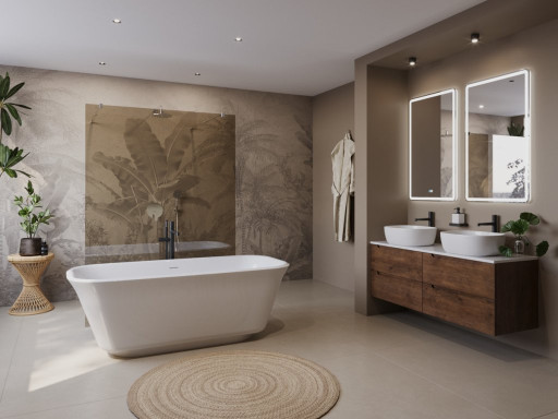 Отдельностоящая, прямоугольная акриловая ванна DUE в комплекте со сливом-переливом Cezares BB702-1700-800-K