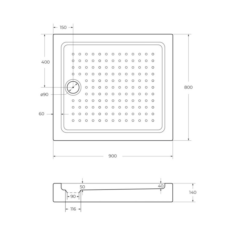 АКРИЛОВЫЙ ПОДДОН TRAY-A-AH-15-W Cezares TRAY-A-AH-120/90-15-W0