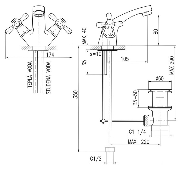 Смеситель для раковины Rav Slezak Morava MK127.5K