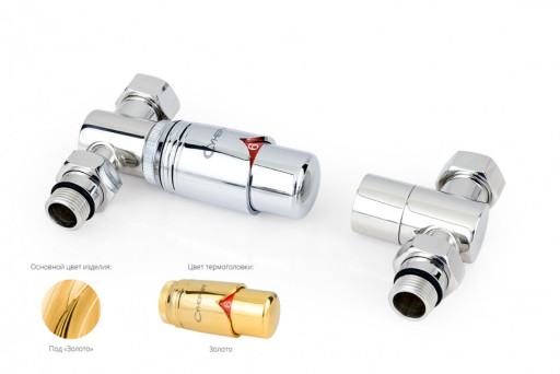 Автоматический терморегулятор Сунержа прямой G 1/2&quot; НР х G 3/4&quot; НГ (набор) Золото