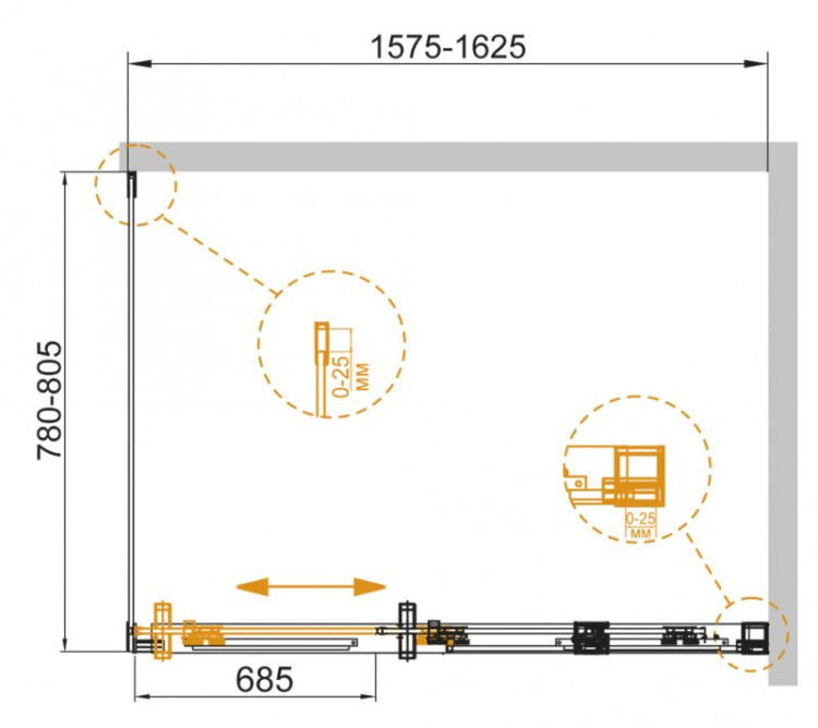 Душевой уголок DUET-SOFT-AH-1 Cezares DUET SOFT-AH-1-100/80-C-Cr-L
