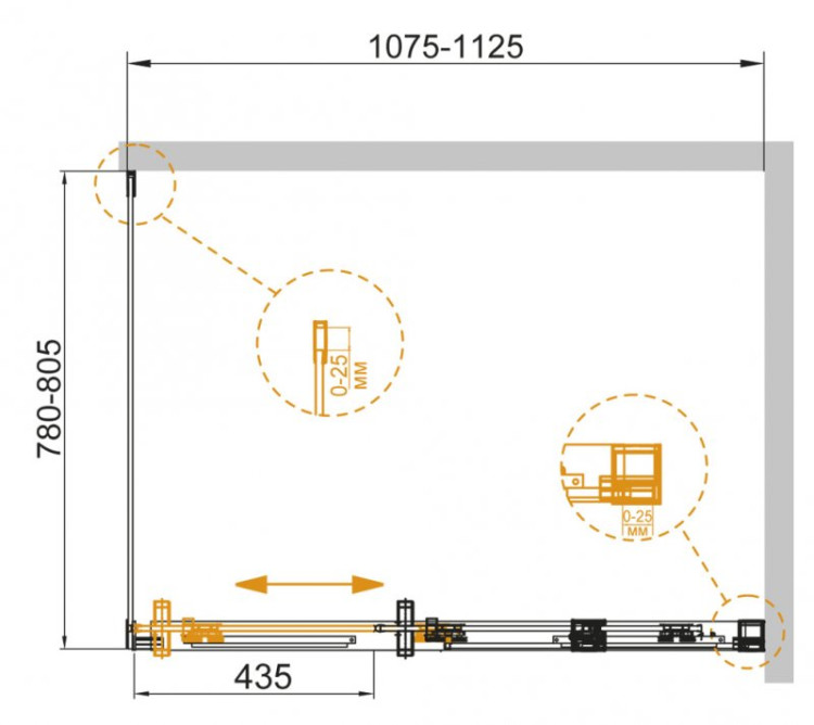 Душевой уголок DUET-SOFT-AH-1 Cezares DUET SOFT-AH-1-100/80-C-Cr-L