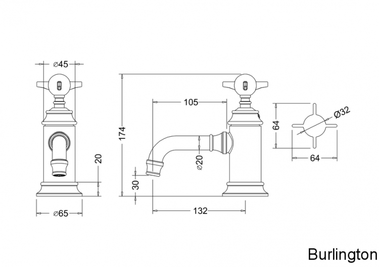 Смеситель однорычажный для раковины, 1 отв, ручка - крестик, хром [ARC12 CHR]