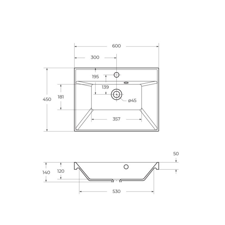 База под раковину подвесная с двумя выкатными ящиками, 600x450x500 BelBagno MARINO-600-2C-SO-BL-P