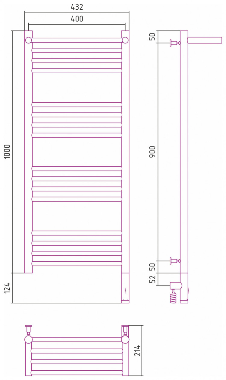 Полотенцесушитель электрический Сунержа Богема с полкой 3.0 1000х400 / МЭМ правый Без покрытия