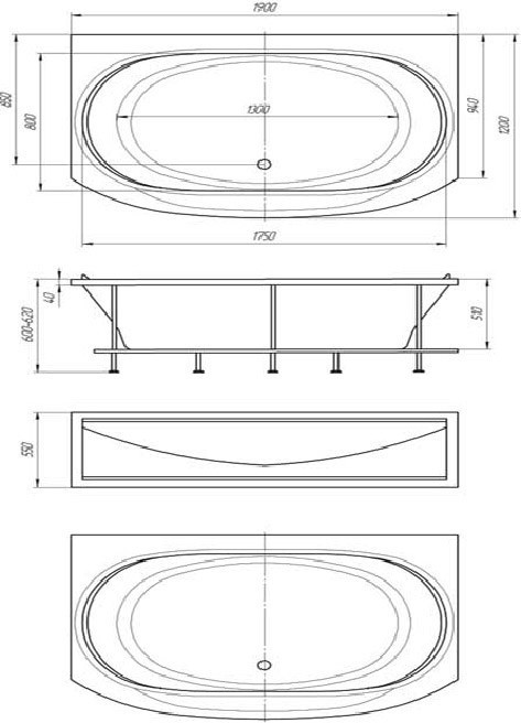 Акриловая ванна 1MarKa Sirakusa 190х120