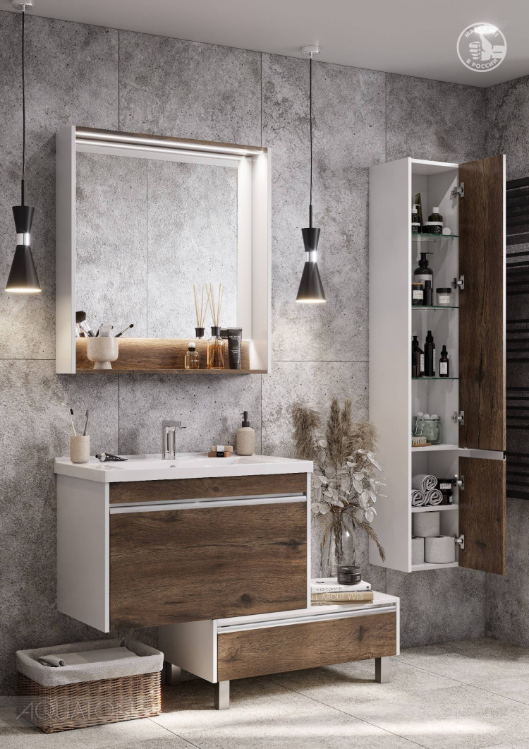 Тумба под раковину AQUATON Капри 80 таксония темная 1A230201KPDB0