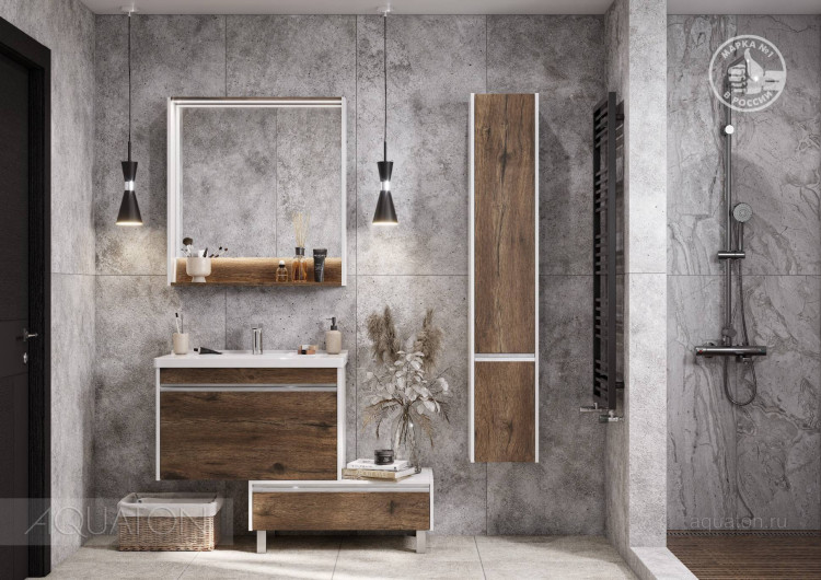 Тумба под раковину AQUATON Капри 80 таксония темная 1A230201KPDB0