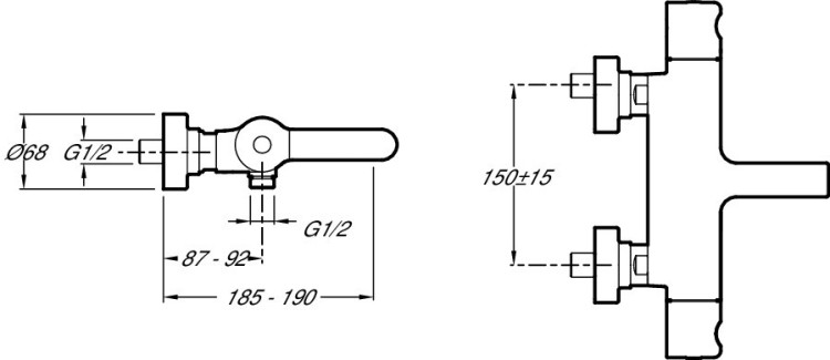 Настенный термостатический смеситель для ванны/душа Jacob Delafon SINGULIER E10870-CP