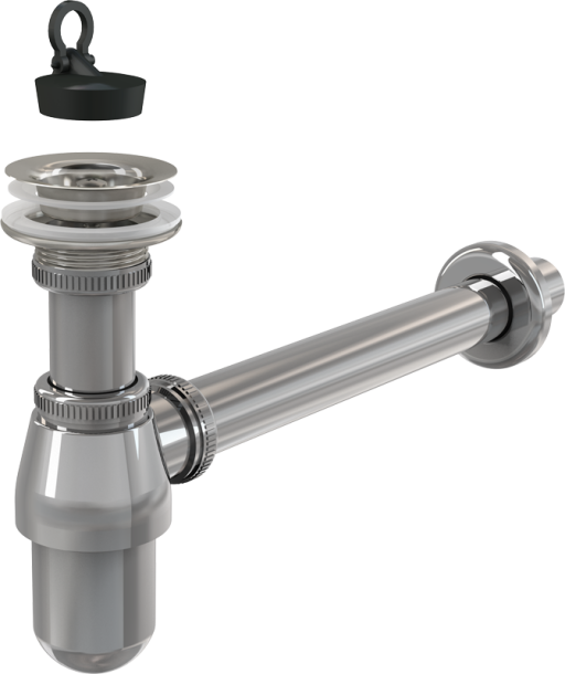 Сифон для умывальника DN32 с донным клапаном 5/4&quot;, металл Alcadrain A437