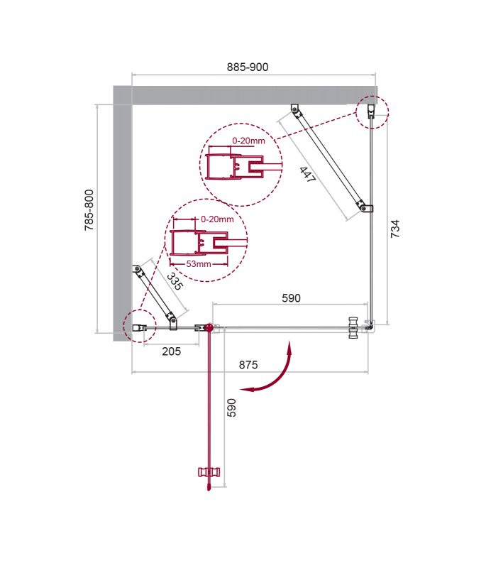 Душевой уголок BELBAGNO ETNA-AH-12 BelBagno ETNA-AH-12-120/90-C-Cr