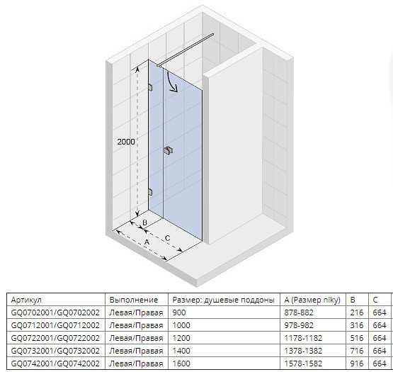 Душевая дверь в нишу Riho Scandic Soft Q102 90x200