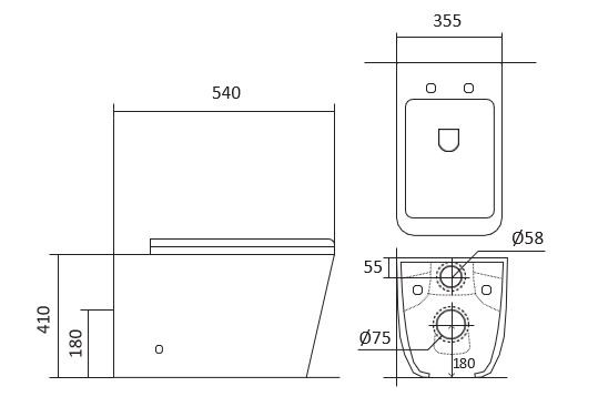 Унитаз напольный приставной безободковый Aquatek ЛИБРА New AQ1908N-00 540*355*410 мм, горизонтальный выпуск, тонкое сиденье с механизмом плавного закрывания, крепеж