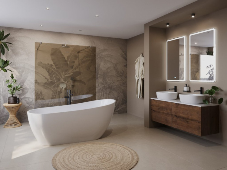 Отдельностоящая, полукруглая акриловая ванна в комплекте со сливом-переливом Cezares BB704-1700-800-K