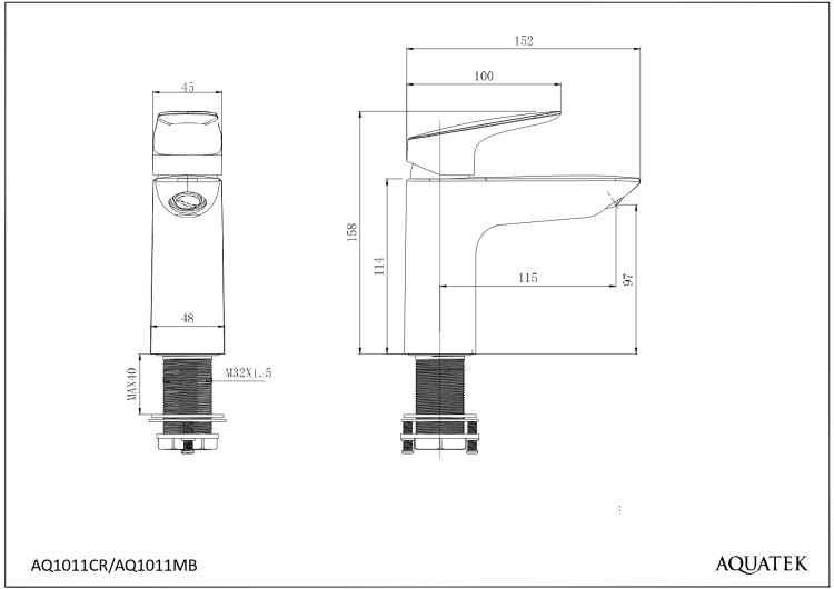 Смеситель для раковины 97 с донным клапаном Aquatek AQ1011CR ВЕГА