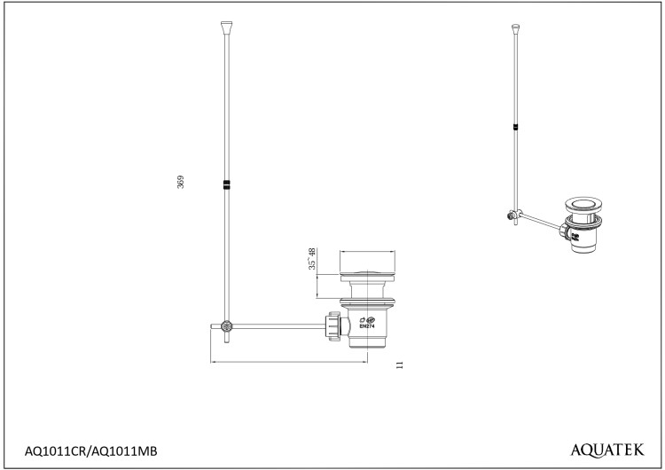 Смеситель для раковины 97 с донным клапаном Aquatek AQ1011CR ВЕГА