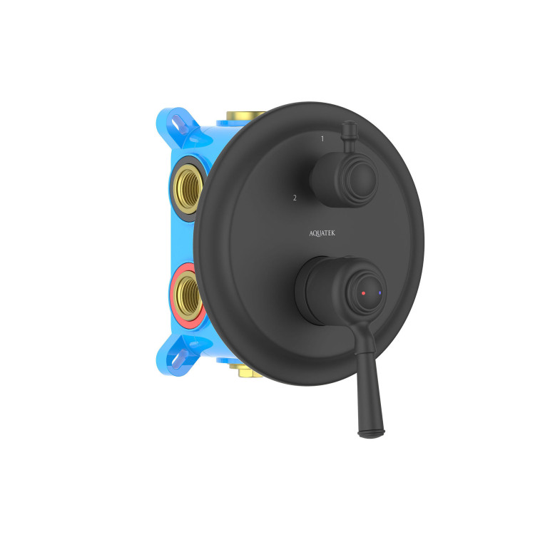 Смеситель для ванны 3 режима (внешняя и скрытая часть) Aquatek, матовый черный AQ1547MB КЛАССИК