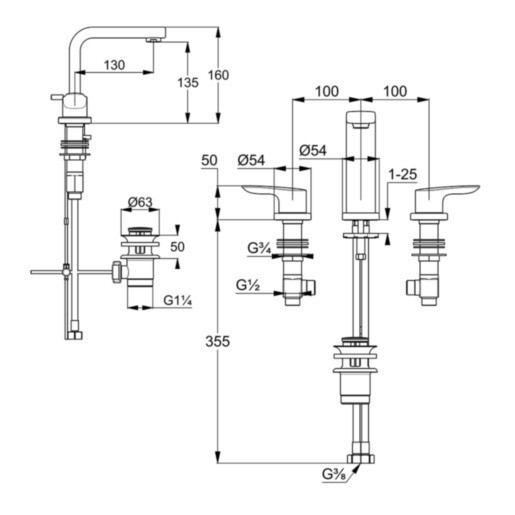 Смеситель для раковины Kludi Pure&Solid 343940575