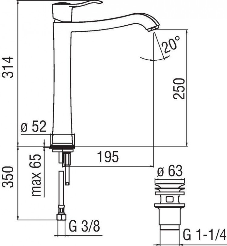 Смеситель для раковины Nobili Sofi SI98128/2CR