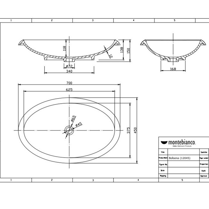 Раковина-чаша Montebianco Bolsena 70 12045