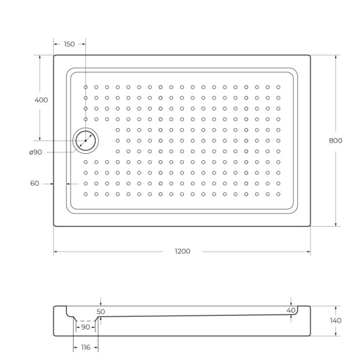 АКРИЛОВЫЙ ПОДДОН TRAY-A-AH-15-W Cezares TRAY-A-AH-120/100-15-W