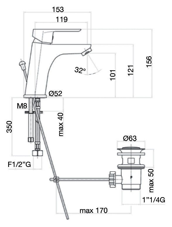 Смеситель для раковины Webert Sax Evolution SE833102