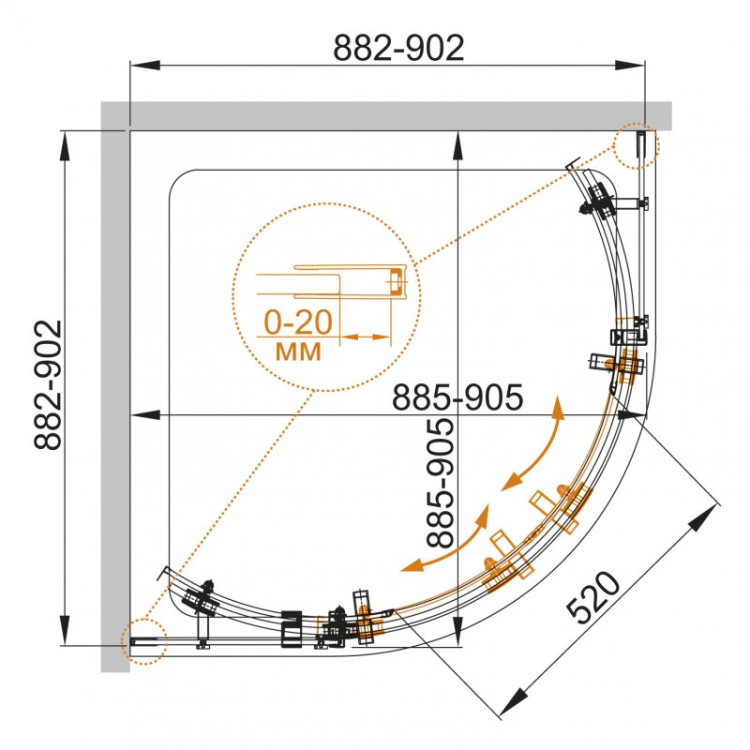 Душевой уголок STYLUS-O-M-R-2 Cezares STYLUS-O-M-R-2-100-C-Cr